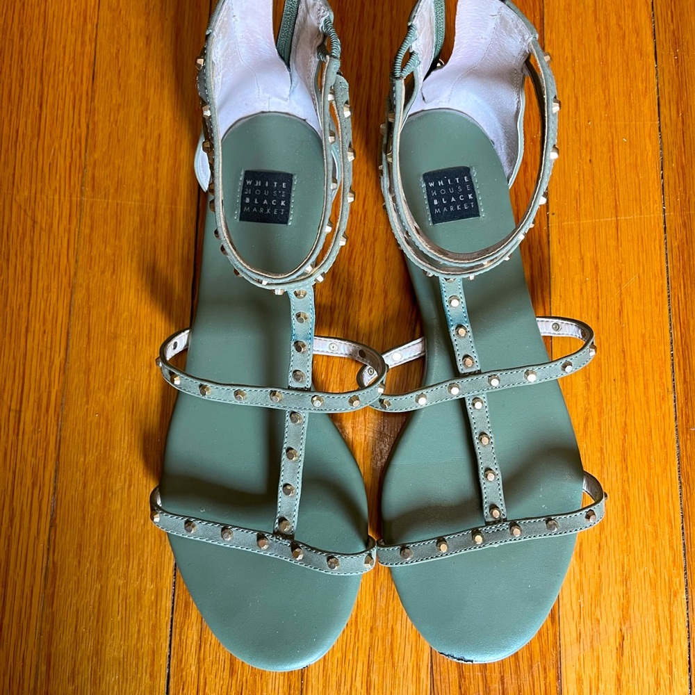 WHBM Basil Green studded Sandal. Size 8